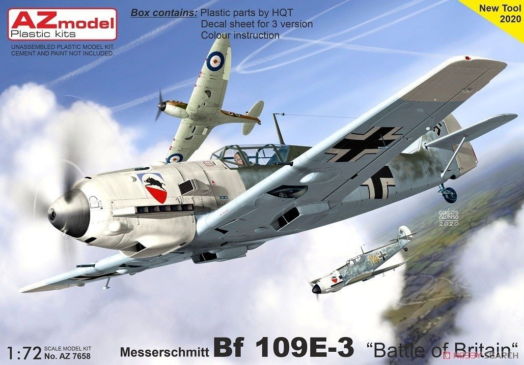 Maquette AZ7658 Messerschmitt Bf 109 E-3 Bataille d&amp;#39;Angleterre 1/72