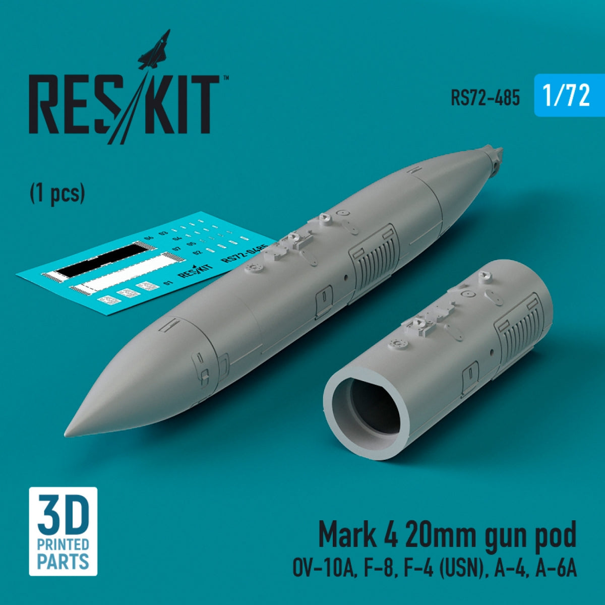 RESKIT RS72-0485 Mark 4 Nacelle de canon de 20 mm (1 pièce) (Impression 3D) 1/72