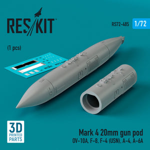 RESKIT RS72-0485 Mark 4 Nacelle de canon de 20 mm (1 pièce) (Impression 3D) 1/72