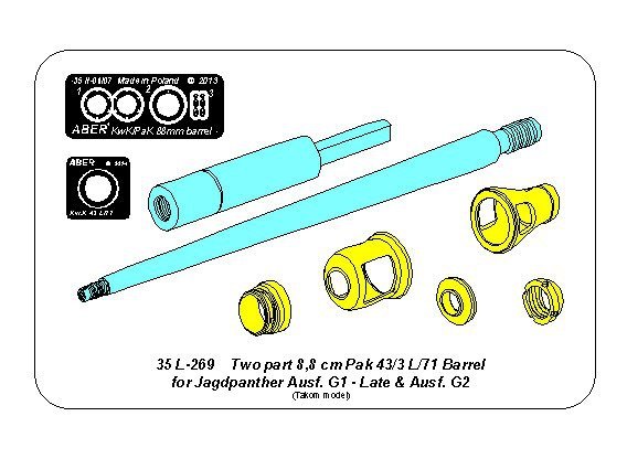 Aber 35L-296 Lufa Pak 43/3 L/71 8,8cm do Jagdpanter G1 późna lub G2 dla modeli Takom 1/35 – zdjęcie 3