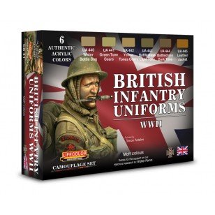 Coffret de peinture acrylique Lifecolor CS41 Uniformes britanniques, lot de 1 (6 x 22 ml) 