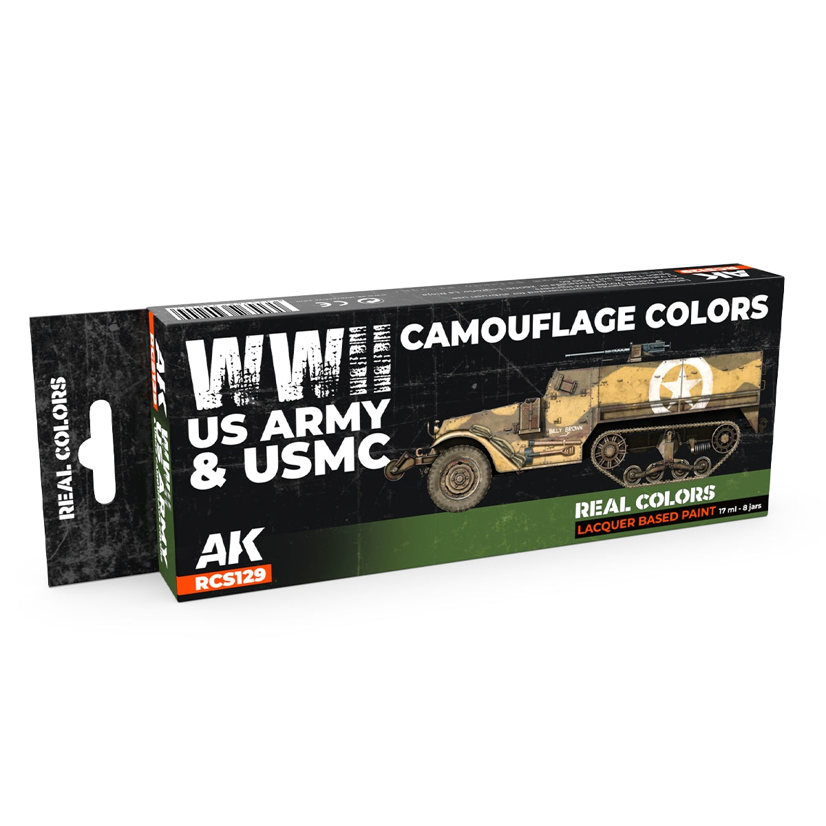 AK Interactive RCS129 Couleurs de camouflage de l'armée américaine et des Marines de la Seconde Guerre mondiale 8 x 17 ml