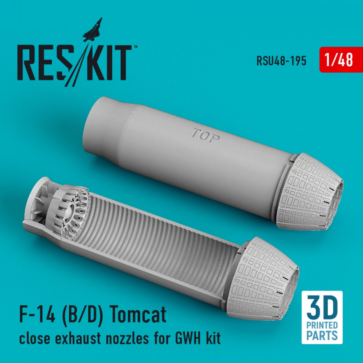 RESKIT RSU48-0195 F-14 (B,D) « TOMCAT » TUYAUX D&amp;#39;ÉCHAPPEMENT FERMÉS POUR MAQUETTE GWH (IMPRIMÉE EN 3D) 1/48 – immagine 2