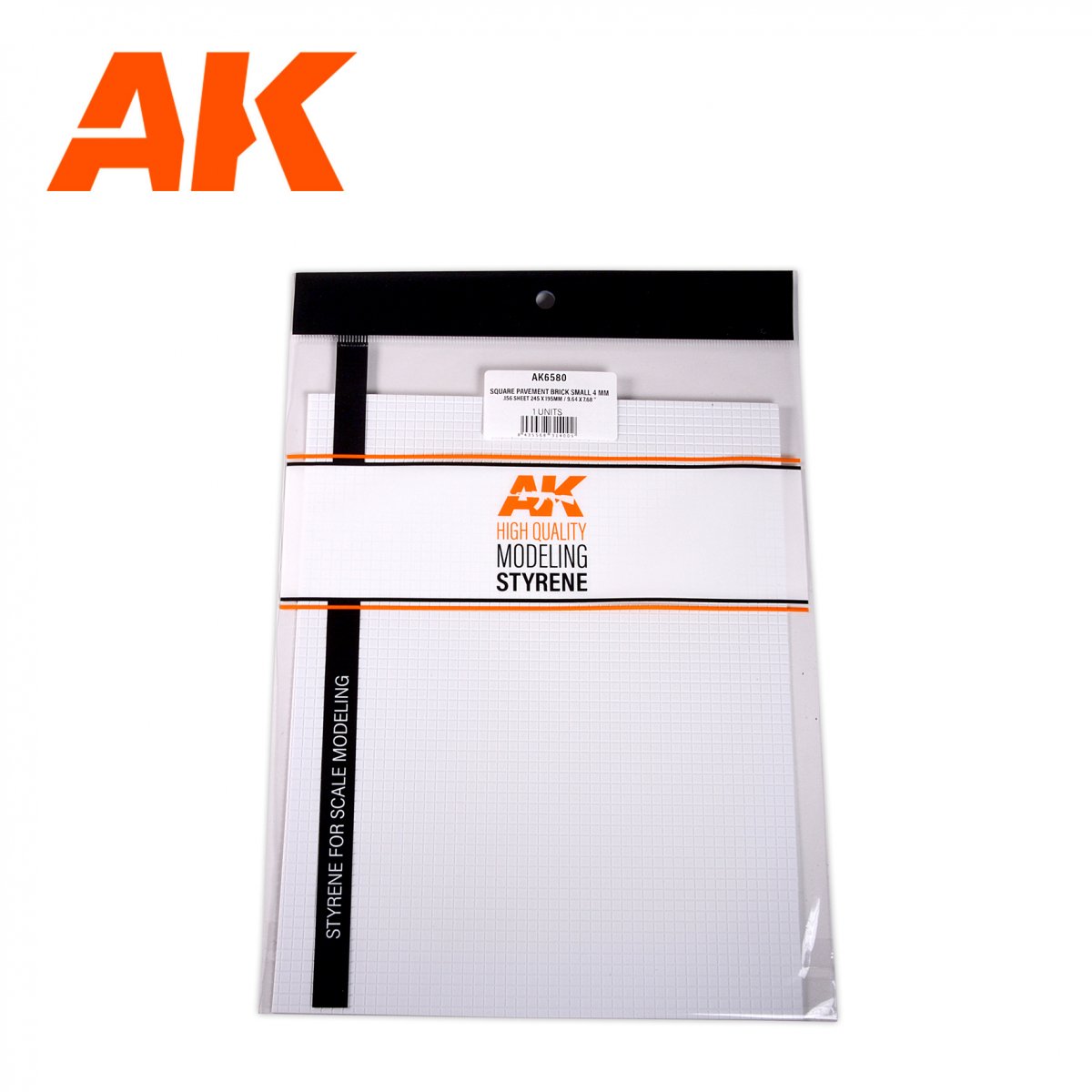 AK Interactive AK6580 BRIQUE DE PAVAGE CARRÉE PETITE 4 MM / 0,156 FEUILLE 245 X 195MM / 9,64 X 7,68 “ FEUILLE DE STYRÈNE TEXTURÉE – 1 UNITÉ – immagine 2