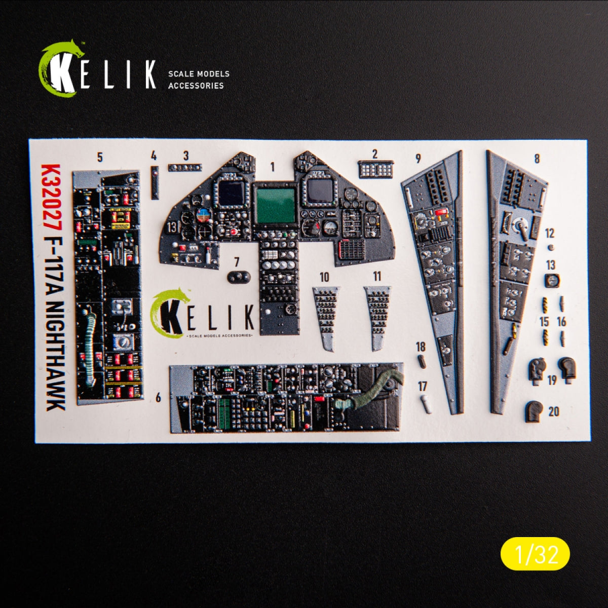 KELIK K32028 F-117A - Décalcomanies 3D pour intérieur Type 2, compatibles avec la maquette Trumpeter au 1/32 – image 2