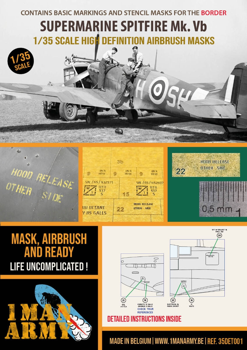 1 Man Army 35DET001 Supermarine Spitfire Mk.Vb pour maquettes Border au 1/35