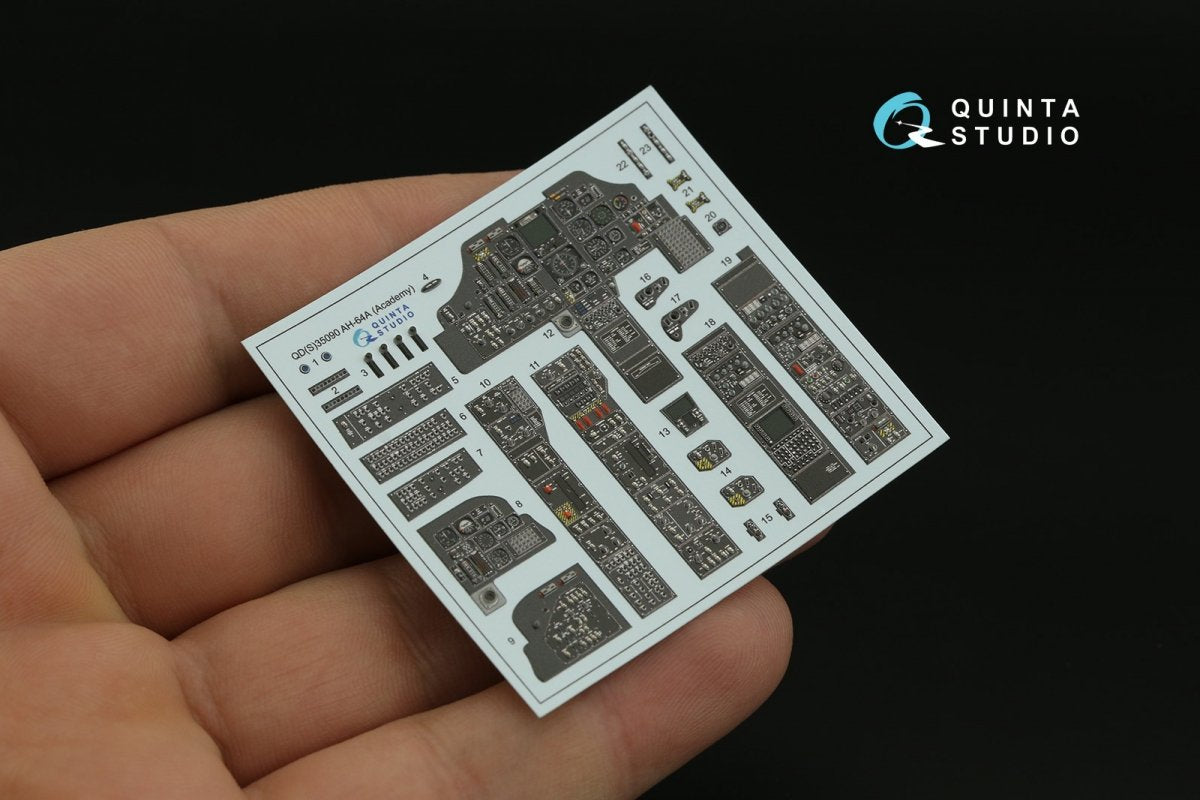 Intérieur imprimé en 3D et coloré sur papier décalcomanie Quinta Studio QDS-35090 AH-64A (Academy) (Petite version) 1/35 – Bild 10
