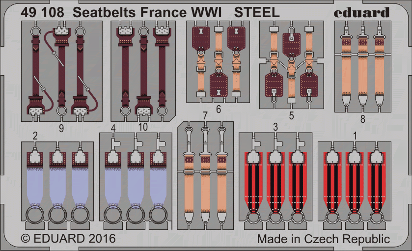 Eduard 49108 Ceintures de sécurité France Première Guerre mondiale ACIER 1/48