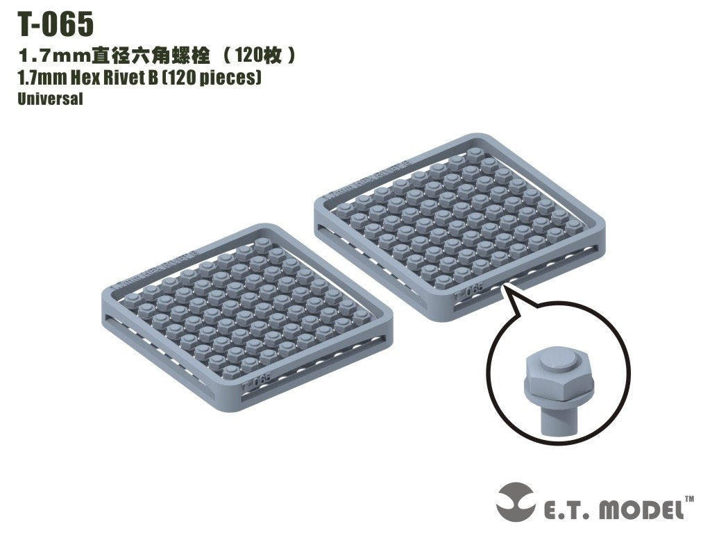 Rivet hexagonal ET modèle T-065 1,7 mm (240 pièces) (rivets)