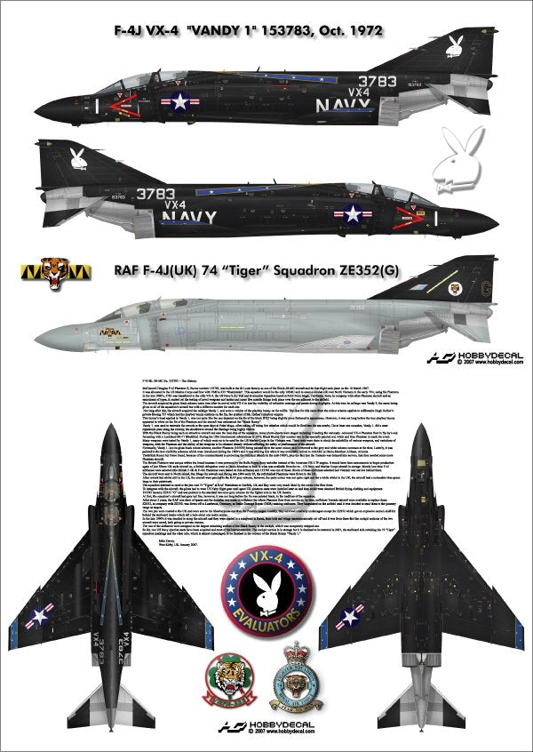 HobbyDecal AL72001V1 F-4J VX-4 Vandy1 Black Bunny Octobre 1972 1/72