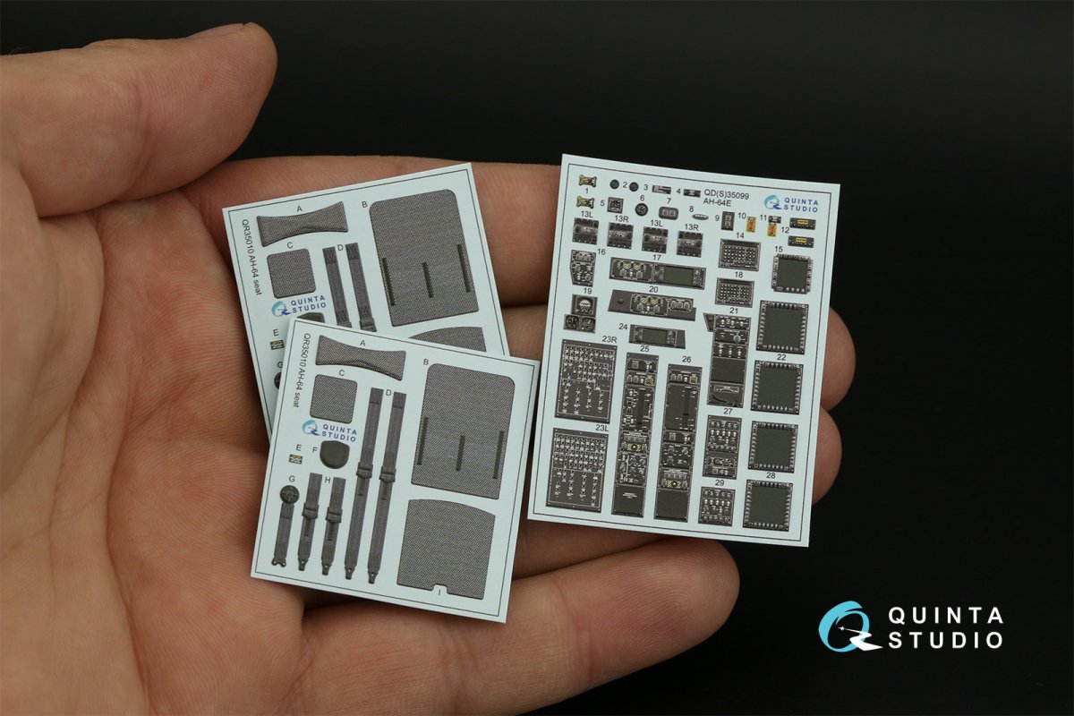 Intérieur imprimé en 3D et coloré sur papier décalcomanie (Takom) pour Quinta Studio QD35099 AH-64E, échelle 1/35  – immagine 10