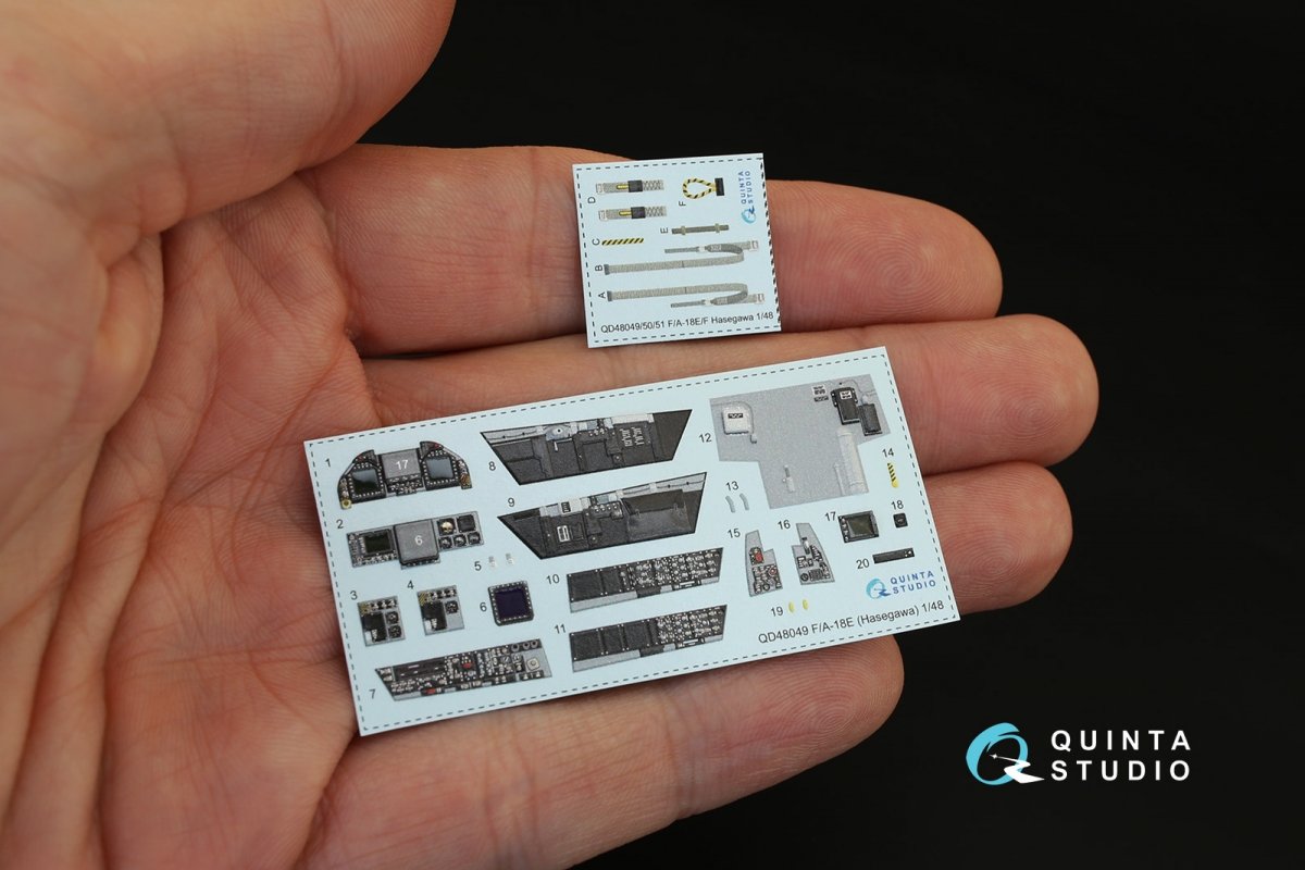 Intérieur imprimé en 3D et coloré sur papier décalcomanie Quinta Studio QD48049 F/A-18E (pour maquette Hasegawa) 1/48 – imagen 6