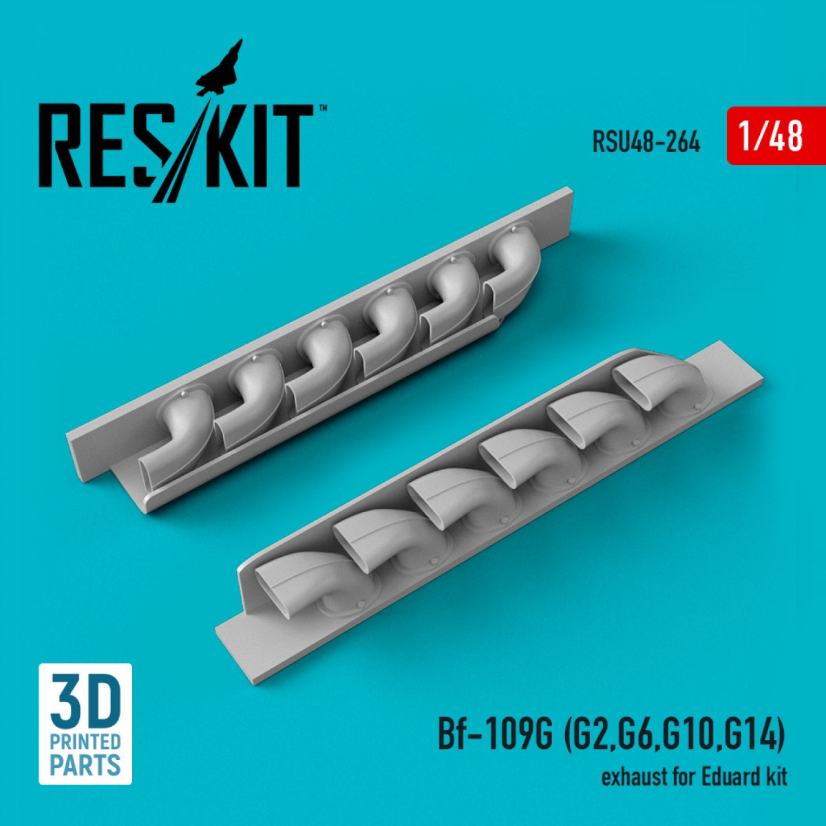RESKIT RSU48-0264 BF-109G (G2, G6, G10, G14) ÉCHAPPEMENT POUR MAQUETTE EDUARD (IMPRIMÉ EN 3D) 1/48