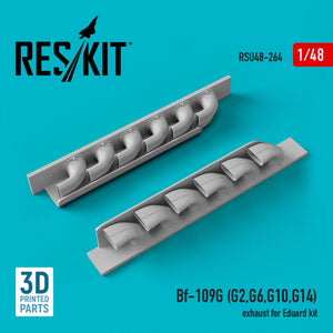 RESKIT RSU48-0264 BF-109G (G2, G6, G10, G14) ÉCHAPPEMENT POUR MAQUETTE EDUARD (IMPRIMÉ EN 3D) 1/48