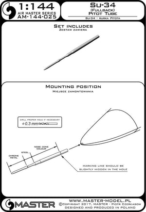 Tube Pitot Master AM-144-025 Su-34 (Fullback) (1/144) – immagine 3