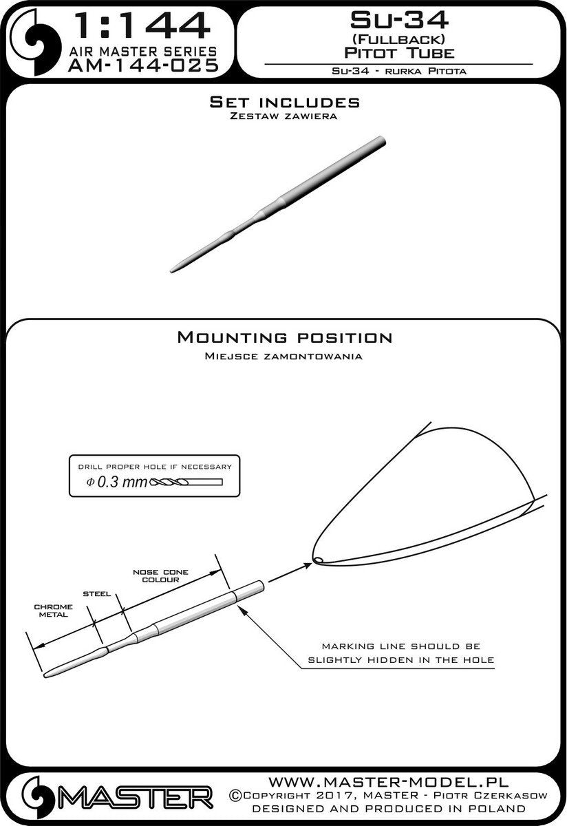 Tube Pitot Master AM-144-025 Su-34 (Fullback) (1/144) – immagine 3
