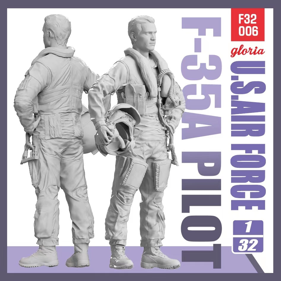 Figurine imprimée en 3D à l'échelle 1/32 de Gloria F32006, pilote de F-35A de l'US Air Force