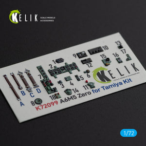 KELIK K72099 A6M5 Zero - interior 3D decals for Tamiya kit 1/72