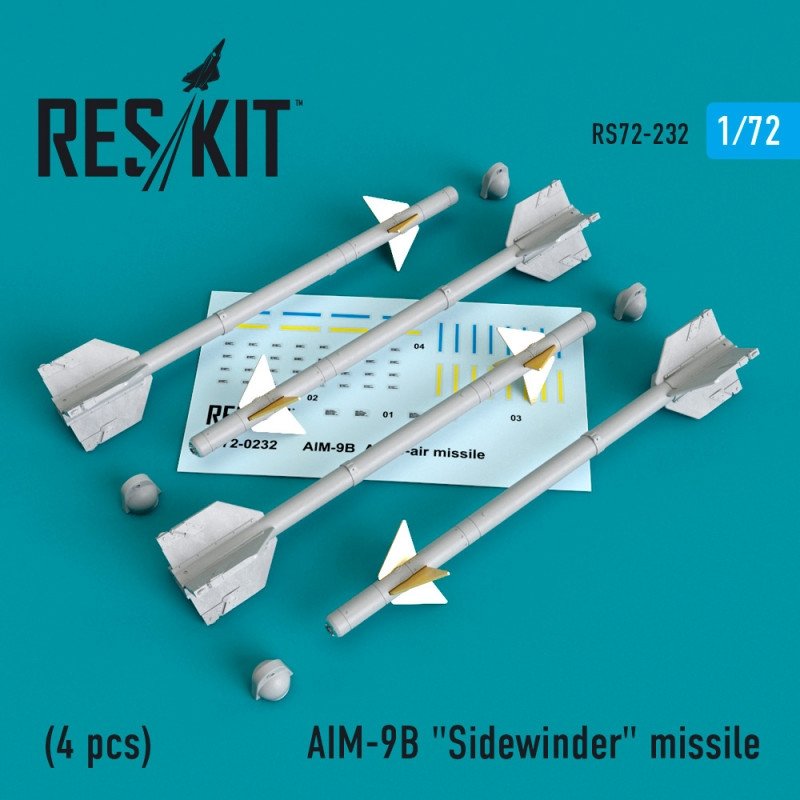 RESKIT RS72-0232 Missile AIM-9B « Sidewinder » (4 pièces) 1/72