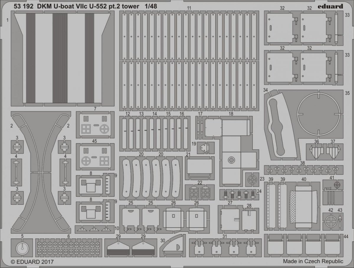 Eduard 53192 DKM U-boat VIIc U-552 pt.2 tour TRUMPETER 1/48