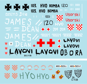 Star Decals 35-C1126 HVO (Croate). M-84, BRDM-2 2S1 Gvosdika, M-60P, M53/70 Prague, VW T3 1/35 – immagine 3