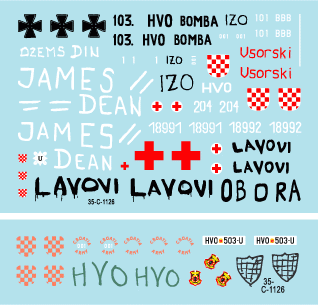 Star Decals 35-C1126 HVO (Croate). M-84, BRDM-2 2S1 Gvosdika, M-60P, M53/70 Prague, VW T3 1/35 – immagine 3