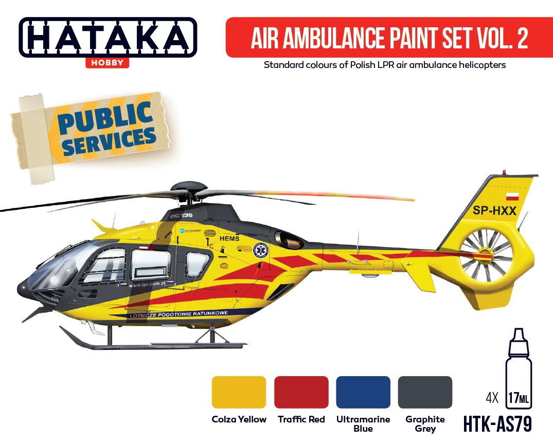 Kit de peinture pour ambulance aérienne Hataka HTK-AS79 (HEMS), volume 2, 4 x 17 ml – image 2