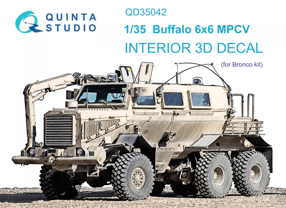 Quinta Studio QD35042 Buffalo 6x6 MPCV 3D-Printed &amp;amp; colored Interior on decal paper (Bronco) 1/35