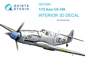 Intérieur imprimé en 3D et coloré sur papier décalcomanie (Eduard) Quinta Studio QD72064 Avia CS-199, échelle 1/72