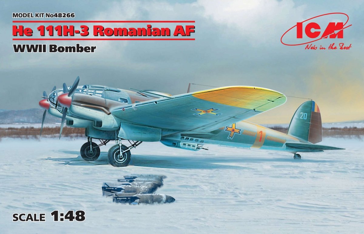 ICM 48266 He 111H-3, bombardier de l&amp;#39;armée de l&amp;#39;air roumaine, Seconde Guerre mondiale, échelle 1/48