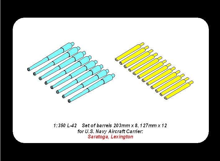 Aber 350L-42 Jeu de canons 203 mm x 8 ; 127 mm x 12 pour la marine japonaise Saratoga, Lexington (1/350) – Bild 5