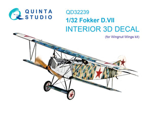 Intérieur imprimé en 3D et coloré pour Fokker D.VII (Wingnut Wings) - Quinta Studio QD32239, échelle 1/32