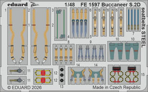 Eduard FE1597 Buccaneer S.2D seatbelts STEEL for Trumpeter 1/48