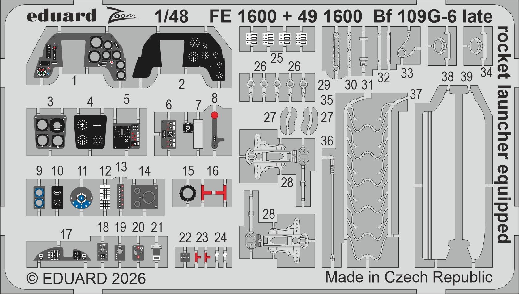 Eduard FE1600 Messerschmitt Bf-109 G-6 Late (Rocket Launcher Equipped) Zoom Set for TAMIYA 1/48