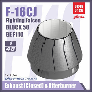Gloria GR48012B F-16CJ F110-GE Tuyère d&amp;#39;échappement et postcombustion FERMÉES TAMIYA 1/48