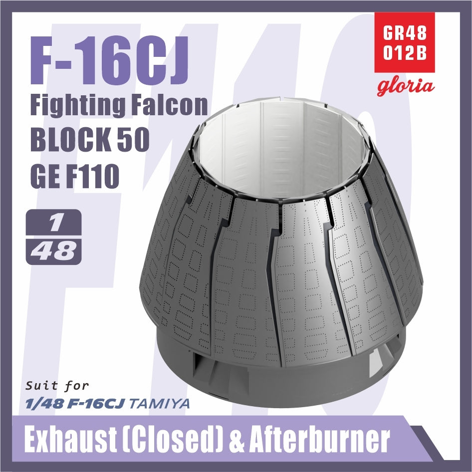 Gloria GR48012B F-16CJ F110-GE Tuyère d&amp;#39;échappement et postcombustion FERMÉES TAMIYA 1/48