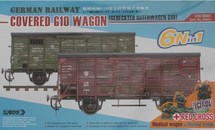 Sabre Modèle 35A01-RCSP Wagon G10 couvert des chemins de fer allemands - Croix-Rouge Gedeckter Güterwagen G10 1/35