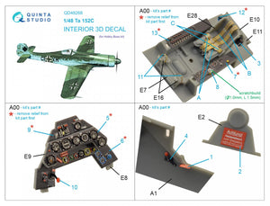 Intérieur imprimé en 3D et coloré sur papier décalcomanie Quinta Studio QD48268 Ta 152C (Hobby Boss) 1/48 – image 6