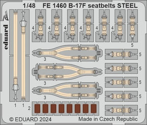 Ceintures de sécurité Eduard FE1460 B-17F en acier, échelle 1/48