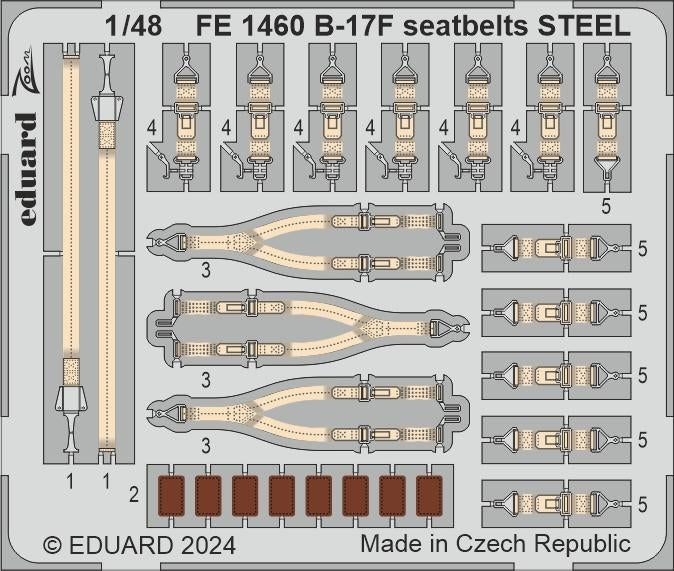 Ceintures de sécurité Eduard FE1460 B-17F en acier, échelle 1/48