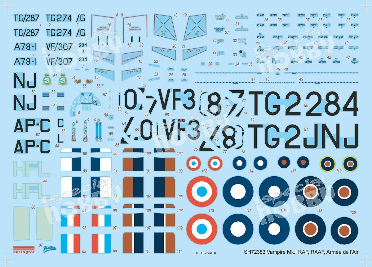 Hobby spécial 72383 DH.100 Vampire Mk. I &amp;#39;RAF, RAAF et Armée de l&amp;#39;Air&amp;#39; 1/72  – imagen 6