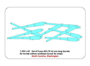 Aber 350L-05 Ensemble de 9 canons de 406 mm de long pour navires américains destinés aux tourelles sans protection anti-explosion : North Carolina, Washington (1/350) – Bild 6