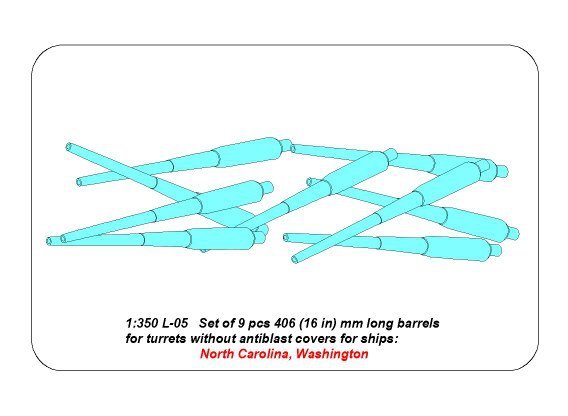 Aber 350L-05 Ensemble de 9 canons de 406 mm de long pour navires américains destinés aux tourelles sans protection anti-explosion : North Carolina, Washington (1/350) – Bild 6