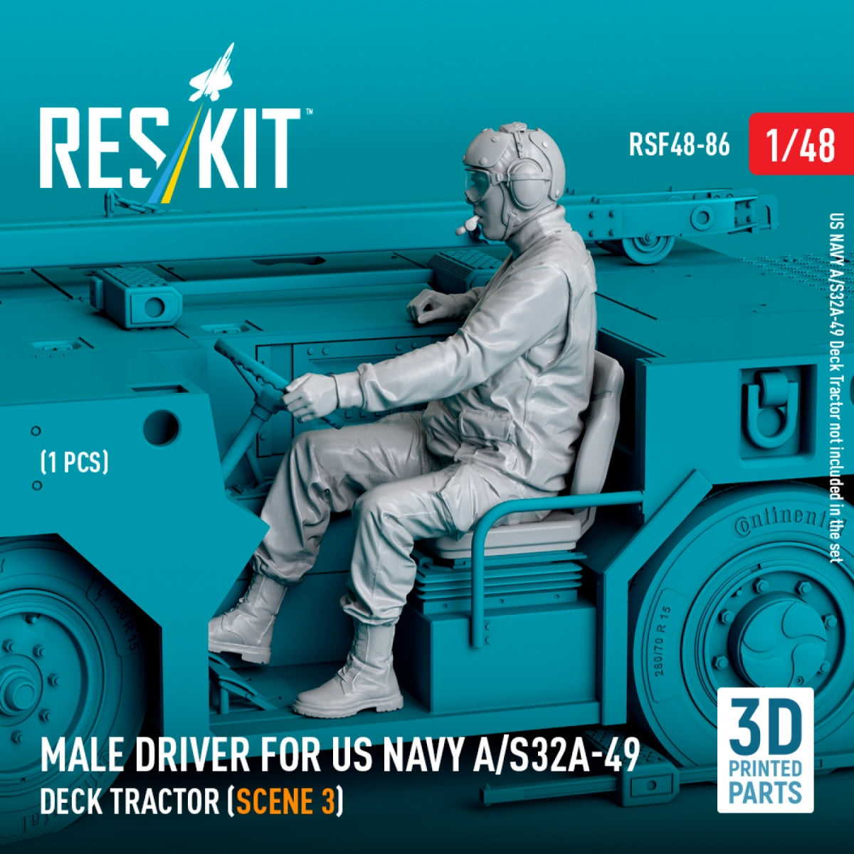 RESKIT RSF48-0086 Conducteur masculin pour tracteur de pont A/S32A-49 de l&amp;#39;US Navy (scène 3) (1 pièce) (Impression 3D) 1/48