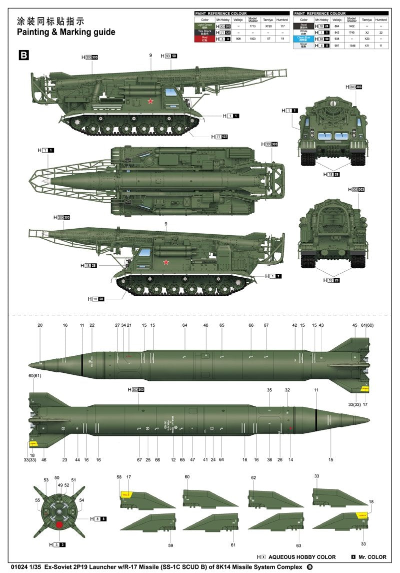 Lanceur Trumpeter 01024 Ex-Soviétique 2P19 avec missile R-17 SS-1C SCUD B du système de missiles 8K14 – Bild 2