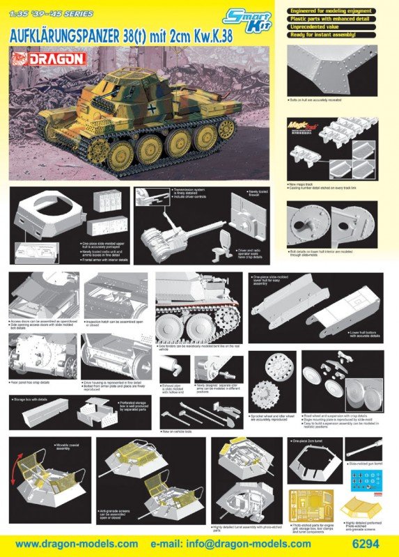 Dragon 6294 Aufklaerungspanzer 38(t) mit 2cm Kw.K. 38 (1/35)  – Bild 2
