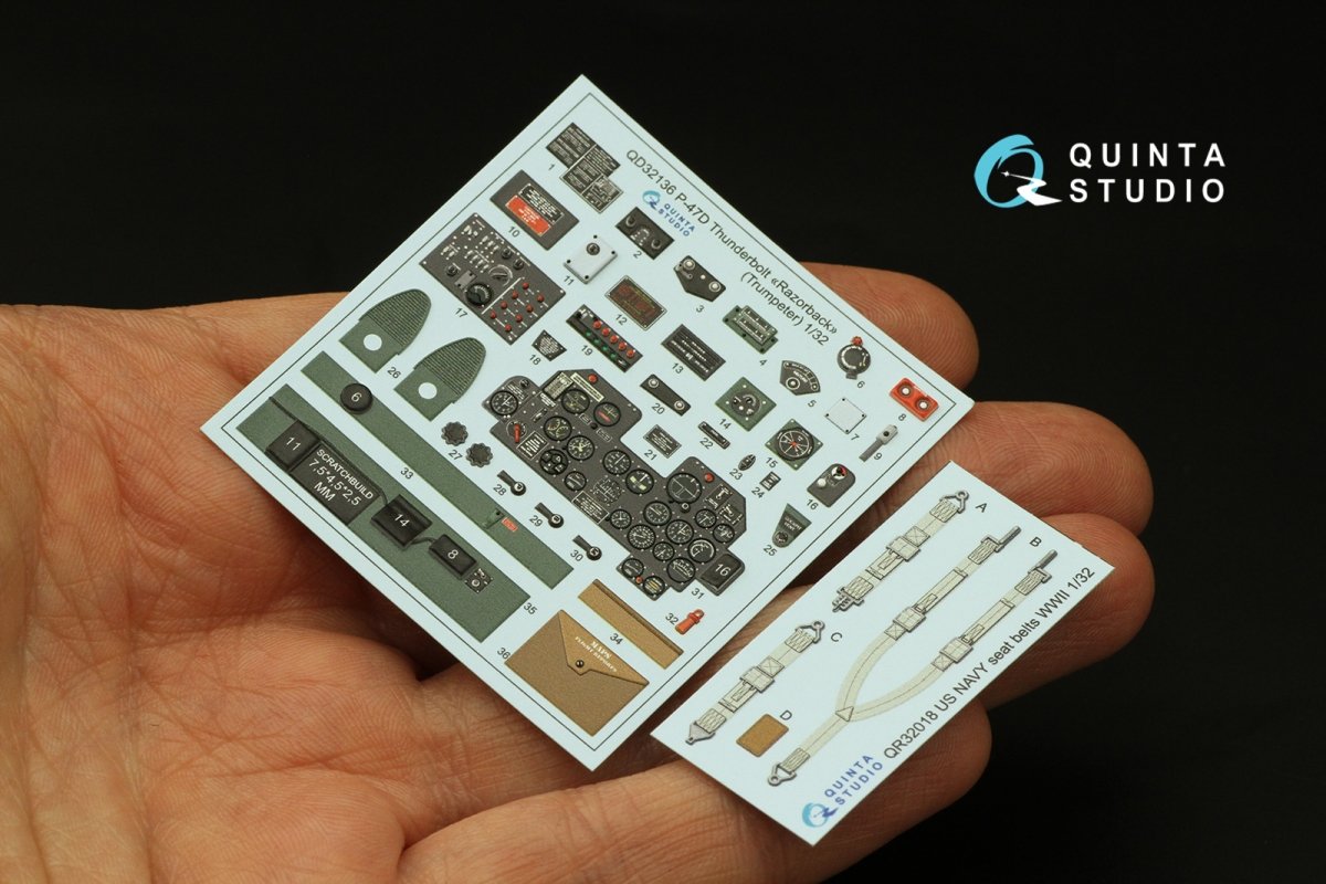 Intérieur imprimé en 3D et coloré sur papier décalcomanie Quinta Studio QD32136 P-47D Razorback (Trumpeter) 1/32 – image 4