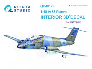 Intérieur imprimé en 3D et coloré sur papier décalcomanie Quinta Studio QD48179 IA 58 Pucara (pour kit Kinetic) 1/48