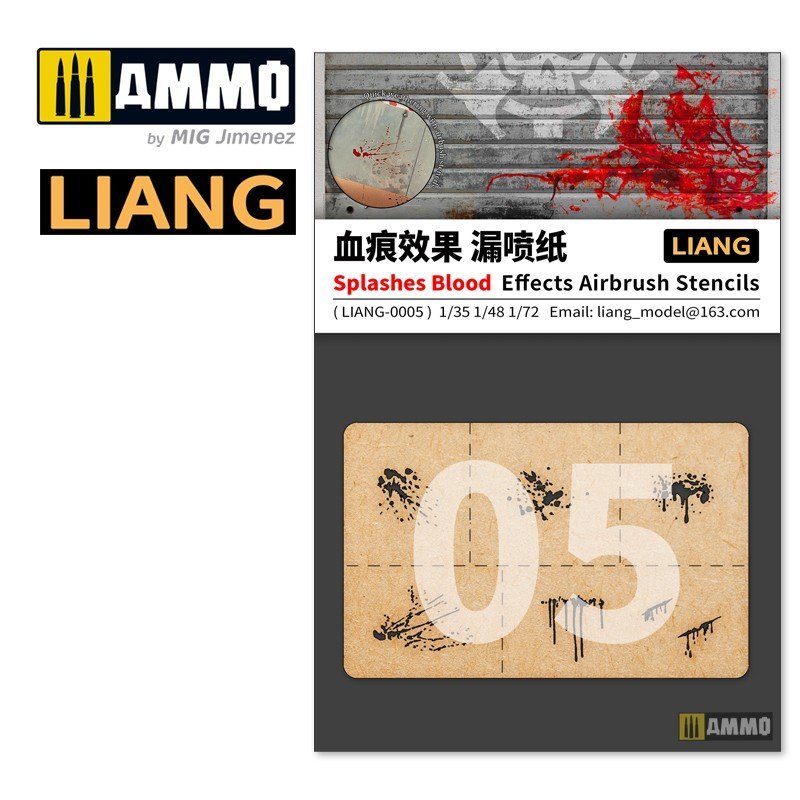 Pochoirs pour aérographe Liang 0005 Effets d&amp;#39;éclaboussures de sang