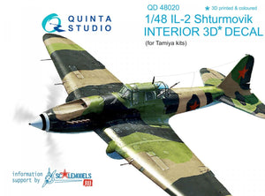 Intérieur imprimé en 3D et coloré sur papier décalcomanie Quinta Studio QD48020 IL-2 (pour maquette Tamiya) 1/48